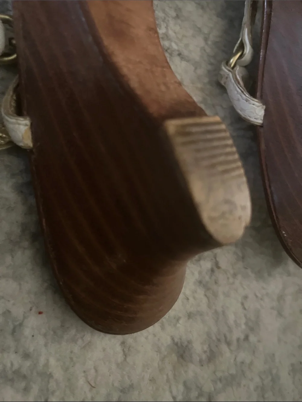 Coach White Snake-Embossed Leather T-Strap Sandals with Gold Hardware